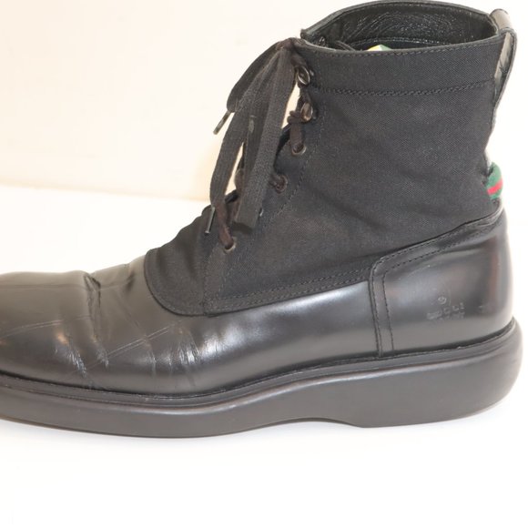 GUCCI Black Leather Combat Boots size 10D main image 4